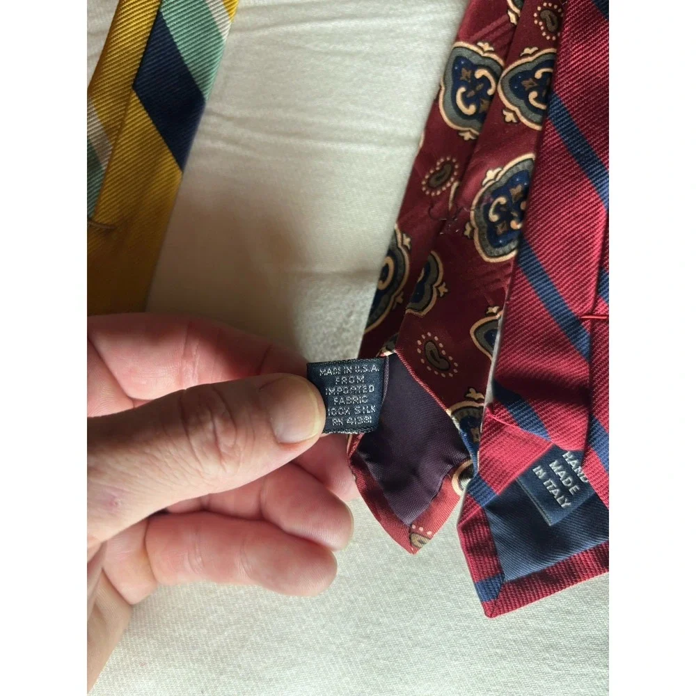 Polo by Ralph Lauren Lot of 6 Vintage Neck Ties Bundle Made in USA Silk & Linen